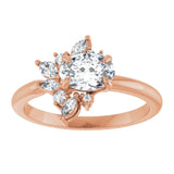 14K rose gold 1CT Oval-cut Diamond Floral Cluster Diamond Engagement Ring/2-CT.5CT variant--Oval variant--1.5CT variant--14K-yellow-gold