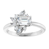 14K white gold .5CT Emerald-cut Diamond Floral Cluster Diamond Engagement Ring/2-CT variant--.5CT variant--Emerald variant--.5CT variant--14K-rose-gold