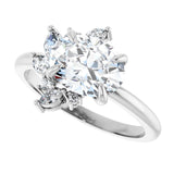 Floral cluster ring oval center showing light through diamond cluster/2-CT.5CT variant--Oval variant--1.5CT variant--14K-white-gold