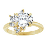 14K yellow gold 1.5CT Oval-cut Diamond Floral Cluster Diamond Engagement Ring/2-CT.5CT variant--Oval variant--1.5CT variant--14K-white-gold