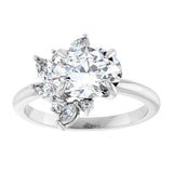 14K white gold 1.5CT Oval-cut Diamond Floral Cluster Diamond Engagement Ring/2-CT.5CT variant--Oval variant--1.5CT variant--14K-rose-gold