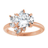 14K rose gold 1.5CT Oval-cut Diamond Floral Cluster Diamond Engagement Ring/2-CT.5CT variant--Oval variant--1.5CT variant--14K-rose-gold