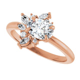 Floral cluster ring with oval center showing petal setting from side variant--Oval variant--1CT variant--14K-rose-gold