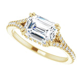 East-west halo ring in gold alternate view showing French-set diamond surround variant--14K-yellow-gold variant--Diamond-Lab variant--Diamond-Nat