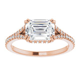 14K rose gold 1.75CT Emerald-Cut French-Set East-West Lab Diamond Halo Engagement Ring Setting variant--14K-rose-gold variant--Diamond-Lab variant--Diamond-Nat