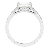 14K white gold 1.75CT Emerald-Cut French-Set East-West Diamond Halo Engagement Ring Setting variant--14K-white-gold variant--Diamond-Lab variant--Diamond-Nat