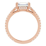 14K rose gold 1.75CT Emerald-Cut French-Set East-West Diamond Halo Engagement Ring Setting variant--14K-rose-gold variant--Diamond-Lab variant--Diamond-Nat