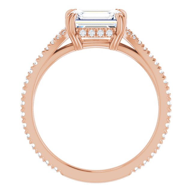 14K rose gold 1.75CT Emerald-Cut French-Set East-West Diamond Halo Engagement Ring Setting variant--14K-rose-gold variant--Diamond-Lab variant--Diamond-Nat