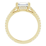 14K yellow gold 1.75CT Emerald-Cut French-Set East-West Diamond Halo Engagement Ring Setting variant--14K-yellow-gold variant--Diamond-Lab variant--Diamond-Nat