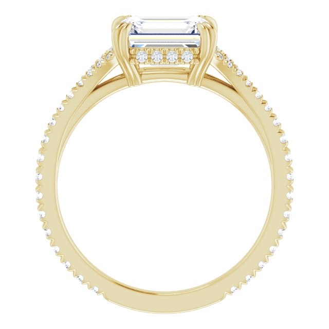 14K yellow gold 1.75CT Emerald-Cut French-Set East-West Diamond Halo Engagement Ring Setting variant--14K-yellow-gold variant--Diamond-Lab variant--Diamond-Nat