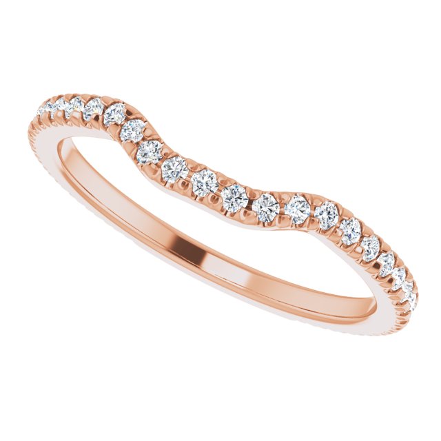 East-west matching band in rose gold, showing contour shape designed for east-west halo ring variant--14K-rose-gold