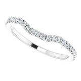 East-west matching diamond wedding band in 14K gold, showing curved contour profile variant--14K-white-gold