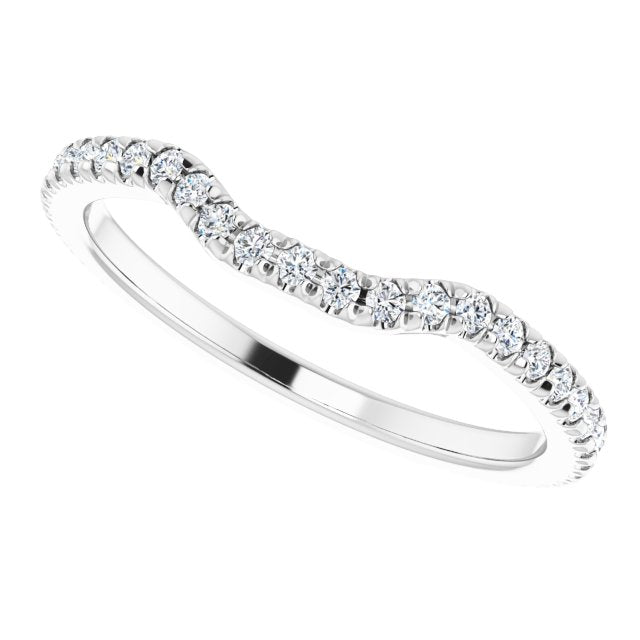 East-west matching diamond wedding band in 14K gold, showing curved contour profile variant--14K-white-gold