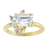 14K yellow gold 1.5CT Emerald-cut Diamond Floral Cluster Diamond Engagement Ring/2-CT.5CT variant--Emerald variant--1.5CT variant--14K-white-gold