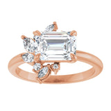 14K rose gold 1.5CT Emerald-cut Diamond Floral Cluster Diamond Engagement Ring/2-CT variant--.5CT variant--Round variant--.5CT variant--14K-yellow-gold