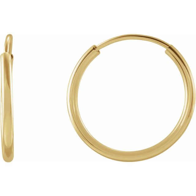 Endless hoop earrings in gold-dipped silver, multiple sizes on white background(12mm) variant--Gold-fill variant--S-12mm
