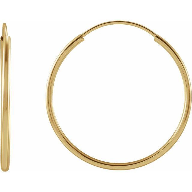 Endless hoop earrings in sterling silver, seamless endless closure detail(20mm) variant--Gold-fill variant--M-20mm