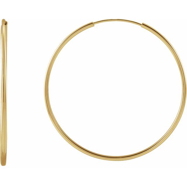 Endless hoop earrings in 14K gold-dipped silver, hollowed lightweight construction(30mm) variant--Gold-fill variant--L-30mm