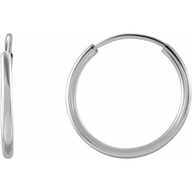 Endless hoop earrings in sterling silver, side profile showing seamless closure(12mm) variant--Sterling-silver variant--S-12mm