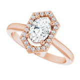 Vintage diamond halo engagement ring in 14K gold, diamond center, front view/4-CT variant--.75CT variant--.75CT variant--14K-rose-gold