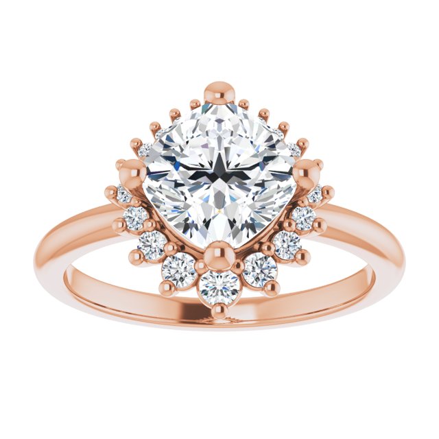 14K rose gold 2CT Cushion DiamondSaddle Halo Diamond Engagement Ring Setting variant--Cushion variant--Diamond-Lab variant--14K-rose-gold variant--Diamond-Nat