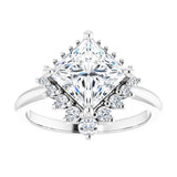 14K white gold 2CT Square DiamondSaddle Halo Diamond Engagement Ring Setting variant--Square variant--Diamond-Lab variant--14K-white-gold variant--Diamond-Nat