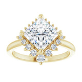 14K yellow gold 2CT Square DiamondSaddle Halo Diamond Engagement Ring Setting variant--Square variant--Diamond-Lab variant--14K-yellow-gold variant--Diamond-Nat