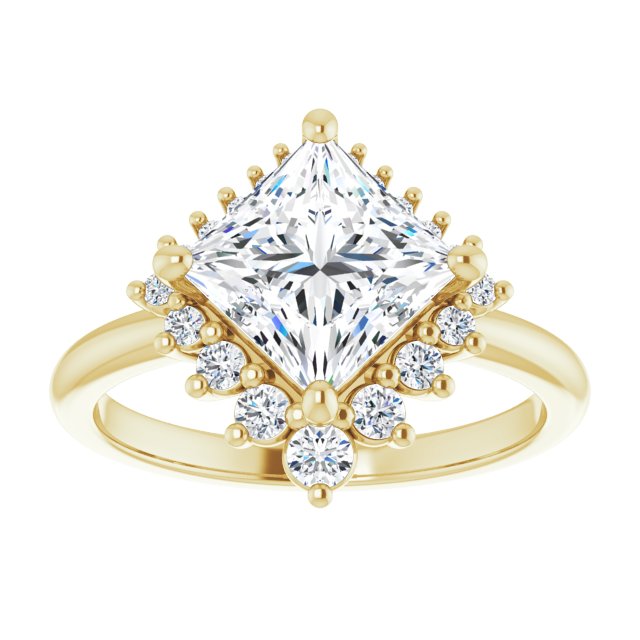 14K yellow gold 2CT Square DiamondSaddle Halo Diamond Engagement Ring Setting variant--Square variant--Diamond-Lab variant--14K-yellow-gold variant--Diamond-Nat
