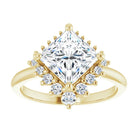 14K yellow gold 2 CT Square DiamondSaddle Halo Diamond Engagement Ring Setting