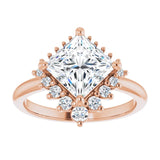 14K rose gold 2CT Square DiamondSaddle Halo Diamond Engagement Ring Setting variant--Square variant--Diamond-Lab variant--14K-rose-gold variant--Diamond-Nat
