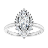14K white gold 2CT Marquise DiamondSaddle Halo Diamond Engagement Ring Setting variant--Oval variant--Diamond-Lab variant--14K-white-gold variant--Diamond variant--Marquise