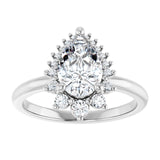 14K white gold 2CT Pear DiamondSaddle Halo Diamond Engagement Ring Setting variant--Pear variant--Diamond-Lab variant--14K-white-gold variant--Diamond