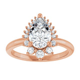 14K rose gold 2CT Pear DiamondSaddle Halo Diamond Engagement Ring Setting variant--Pear variant--Diamond-Lab variant--14K-rose-gold variant--Diamond