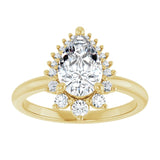14K yellow gold 2CT Pear DiamondSaddle Halo Diamond Engagement Ring Setting variant--Pear variant--Diamond-Lab variant--14K-yellow-gold variant--Diamond