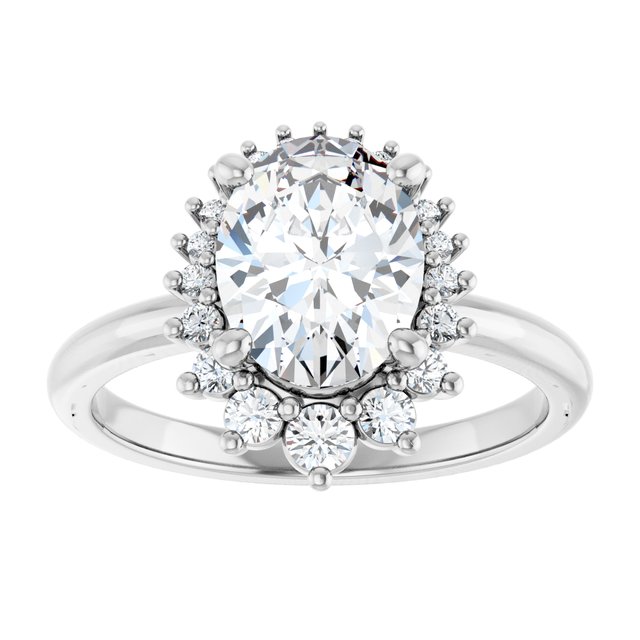 14K white gold 2CT Oval DiamondSaddle Halo Diamond Engagement Ring Setting variant--Pear variant--Diamond-Lab variant--14K-rose-gold variant--Diamond