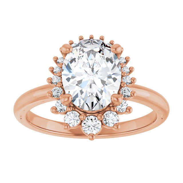 14K rose gold 2CT Oval DiamondSaddle Halo Diamond Engagement Ring Setting variant--Pear variant--Diamond-Lab variant--14K-rose-gold variant--Diamond
