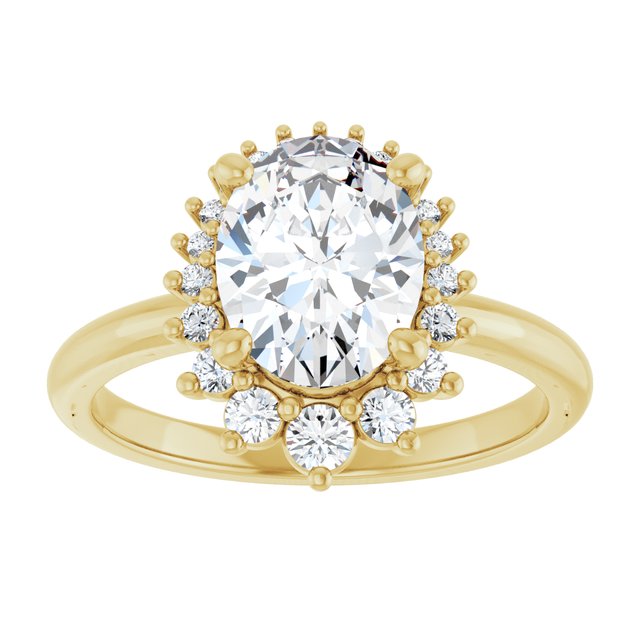14K yellow gold 2CT Oval DiamondSaddle Halo Diamond Engagement Ring Setting variant--Pear variant--Diamond-Lab variant--14K-rose-gold variant--Diamond