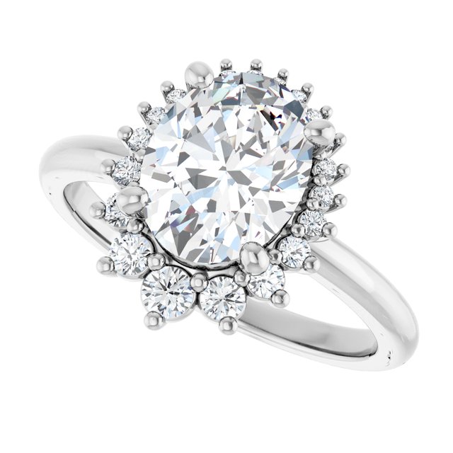 Saddle halo diamond engagement ring setting in 14K gold, diamond center, side profile variant--Pear variant--Diamond-Lab variant--14K-rose-gold variant--Diamond
