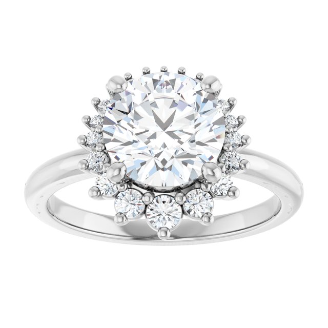 14K white gold 2CT Round DiamondSaddle Halo Diamond Engagement Ring Setting variant--Round variant--Diamond-Lab variant--14K-white-gold variant--Diamond-Nat