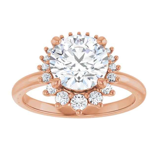 14K rose gold 2CT Round DiamondSaddle Halo Diamond Engagement Ring Setting variant--Round variant--Diamond-Lab variant--14K-rose-gold variant--Diamond-Nat