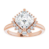 14K rose gold 2CT Asscher DiamondSaddle Halo Diamond Engagement Ring Setting variant--Asscher variant--Diamond-Lab variant--14K-rose-gold variant--Diamond