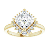 14K yellow gold 2CT Asscher DiamondSaddle Halo Diamond Engagement Ring Setting variant--Asscher variant--Diamond-Lab variant--14K-yellow-gold variant--Diamond