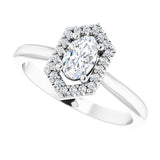 Vintage diamond halo engagement ring in 14K gold, diamond center, overhead/2-CT variant--.5CT variant--.5CT variant--14K-white-gold