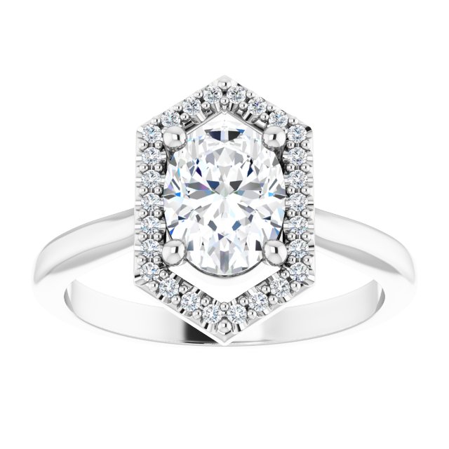 14K white gold 1CT Vintage Diamond Halo Engagement Ring Setting variant--1CT variant--14K-white-gold