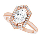 Vintage diamond halo engagement ring in 14K gold, diamond center, showing vintage detail variant--1CT variant--14K-rose-gold