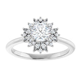 14K white gold .5CT Round-cut Diamond Floral Halo Diamond Engagement Ring Setting variant--Round variant--1CT variant--14K-yellow-gold