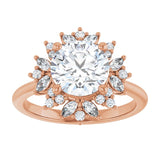 14K rose gold 2CT Round-cut Diamond Floral Halo Diamond Engagement Ring Setting variant--Round variant--2CT variant--14K-rose-gold