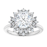 14K white gold 2CT Round-cut Diamond Floral Halo Diamond Engagement Ring Setting/2-CT variant--.5CT variant--Asscher variant--.5CT variant--14K-yellow-gold