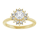 14K yellow gold 1/2 CT Cushion-cut Diamond Floral Halo Diamond Engagement Ring Setting