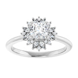 14K white gold .5CT Cushion-cut Diamond Floral Halo Diamond Engagement Ring Setting variant--Cushion variant--1CT variant--14K-yellow-gold